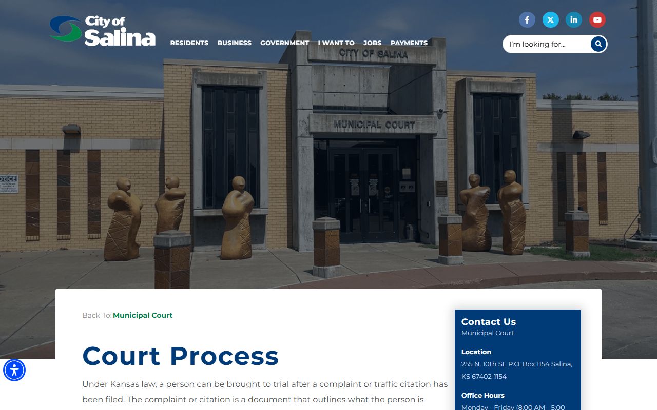 Saline County court dockets Salina Municipal Court process page