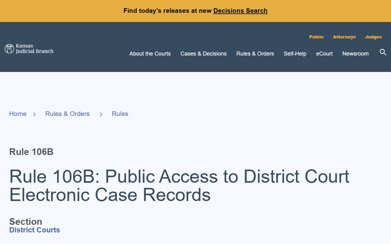Saline County court records Kansas Rule 106B public access source