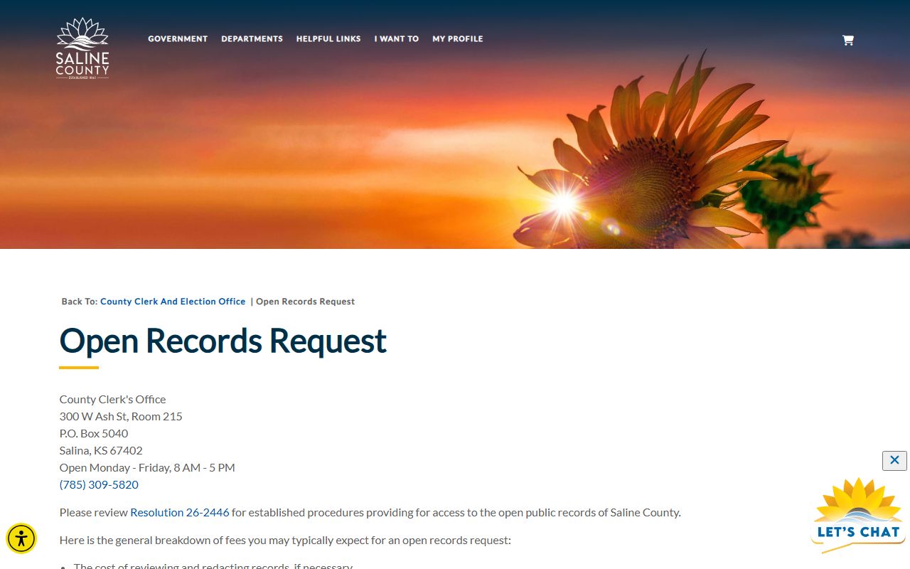 Saline County court records open records request access