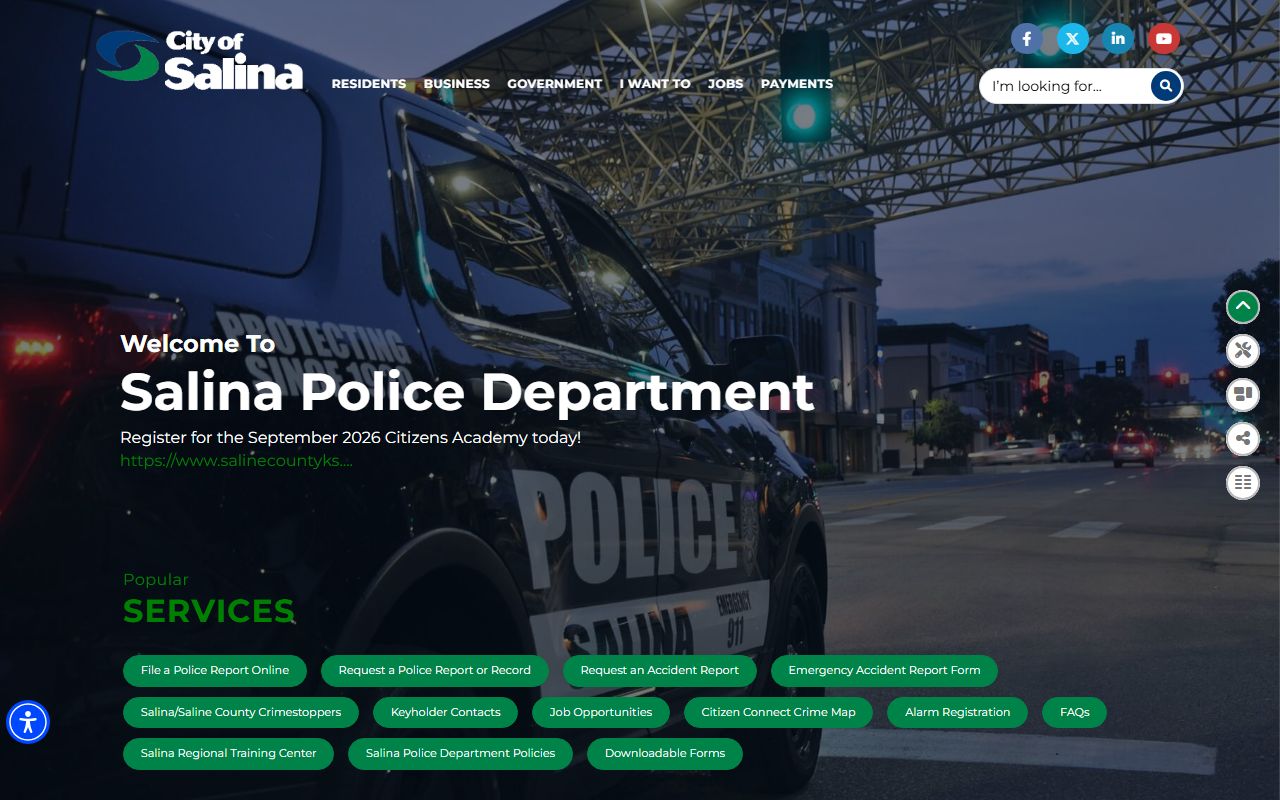 Saline County warrant records Salina Police Department page